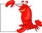 Cute lobster cartoon with blank sign