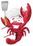 Cute Lobster Chef Character holding a Spatula.