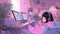 Cute LOFI Girl in a room illustration, anime manga style wallpaper background design, Generative AI