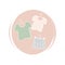 Cute logo or icon vector with clothes on circle with brush texture, for social media story and highlights