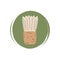 Cute logo or icon vector with ecological bamboo wooden shaving brush , illustration on circle with brush texture, for social media