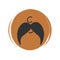 Cute logo or icon vector with traditional mexican moustache, illustration on circle with brush texture, for social media story and