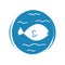 Cute logo or icon vector with white fish in the sea, illustration on circle for social media story and highlights