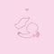 Cute logo, mother with a baby in her arms. Happy maternity. Linear icon. Hugs with love