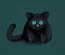 Cute lonely black kitten. Black cartoon cat