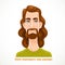 Cute long haired bearded men portrait for avatar