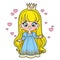 Cute long haired cartoon princess girl color variation for coloring page on white