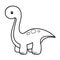 Cute Long Neck Dinosaur Coloring Page Vector Illustration on White