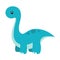 Cute Long Neck Dinosaur Vector Illustration on White