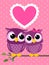 Cute love birds owls greeting card