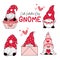 Cute Love Gnome Red Valentine with heart cartoon drawing clip art element collection, Valentine Gnome