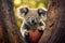 Cute love koala heart. Generate Ai