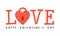Cute Love logo lettering with heart shaped padlock. Happy Valentines Day - text. Valentines, affection, wedding, anniversary