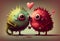 Cute love monster illustrations with hearts. Generate Ai