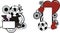 Cute love soccer ball head kid copyspace set