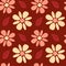 Cute lovely abstract daisy flowers on red background seamless pattern illustration