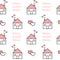 Cute lovely black white pink home sweet home seamless pattern background illustration