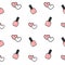 Cute lovely black white pink nail polish and hearts seamless pattern background illustration