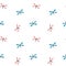 Cute lovely blue and pink dragonflies seamless pattern background illustration