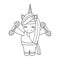 Cute lovely cartoon black and white fitness unicorn funny vector illustration for coloring art