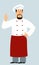 Cute lovely chef is showing ok sign. Funny cartoon character