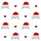 Cute lovely christmas seamless vector pattern background illustration with cats with santa`s hat and hearts