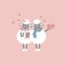 Cute and lovely hand drawn couple sheep, happy valentine`s day, love concept