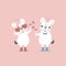 Cute and lovely hand drawn cute couple french bulldog pug, happy valentine`s day, love concept