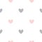 Cute lovely Hand drawn seamless pattern of little hearts. Gray and pink vector illustration for Valentines Day. Isolated