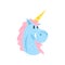 Cute lovely happy magic unicorn character cartoon vector Illustration on a white background