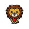 Cute and lovely lion animal cartoon characters embrace love