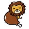 The cute and lovely lion animal cartoon characters are sleeping and hugging big meat