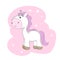 Cute lovely magical cartoon unicorn. Greeting card