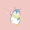 cute and lovely penguin with party popper, firecracker and confetti, happy valentine\\\'s day, love concept