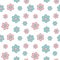 Cute lovely pink and blue cartoon daisy flowers seamless background illustration