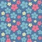 Cute lovely rainbow colorful flowers seamless vector pattern background illustration