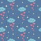 Cute lovely romantic seamless vector pattern background illustration with cartoon clouds and hearts