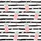 Cute lovely seamless vector pattern background illustration with strawberry smoothies on black brush stripes