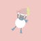 cute and lovely sheep holding flower, happy valentine\\\'s day, love concept