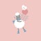 cute and lovely sheep holding hearts, happy valentine\\\'s day, birthday, love concept