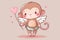 Cute and loving cupid monkey with wings. Kawaii illustration for valentine\\\'s card Generative AI
