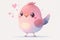 Cute and loving pink bird. Kawaii illustration for valentine\\\'s card Generative AI