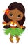 Cute Luau Little Girl Wearing Grass Skirt Dancing