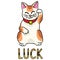Cute luck maneki neko vector. Hand drawn calico lucky cat Japanese clipart