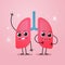 Cute lungs characters funny human internal mascot organ anatomy healthcare medical concept respiratory breathing system