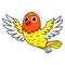 Cute lutino lovebird cartoon flying