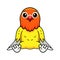 Cute lutino lovebird cartoon sitting