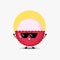Cute lychee character wearing pixel glasses