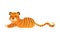Cute lying tiger wild predator animal cartoon vector illustration