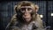 Cute macaque staring, looking sad and alone generated by AI